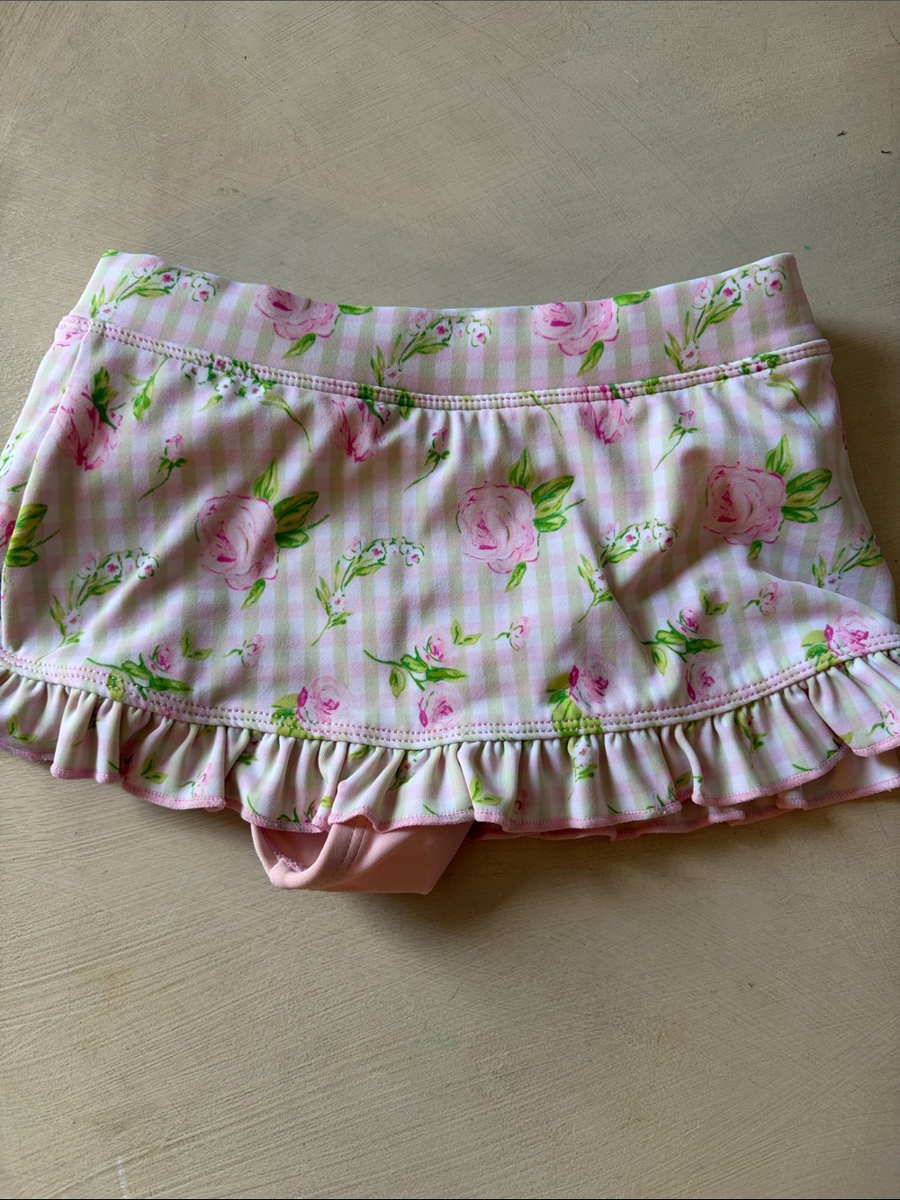 Minnie Mouse Girls' Pink Floral Ruffle Swim Skirt Bikini Bottom Size 5